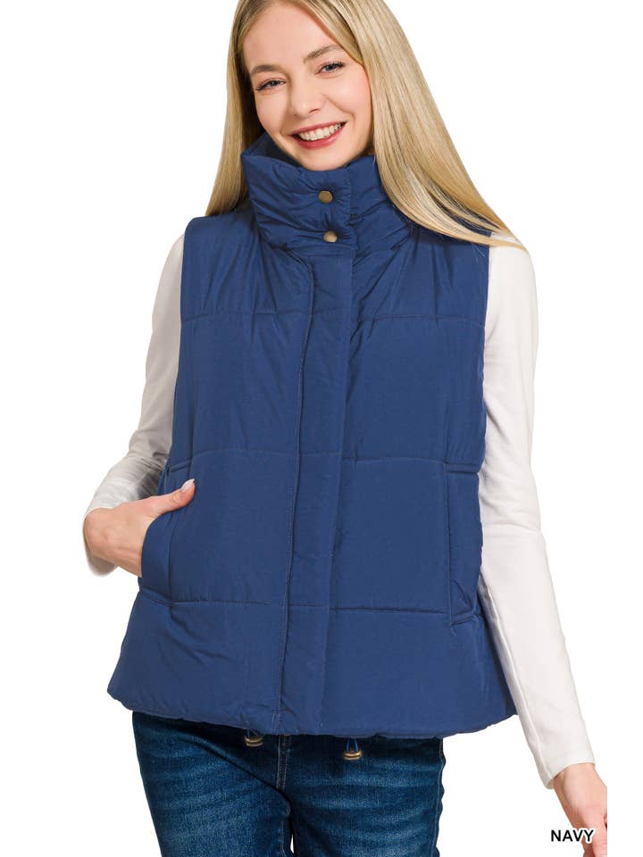 42POPS - Wholesale Outerwear Vest - Women's - 0813 High Neck Puffer Vest w/ Pockets SI-281605