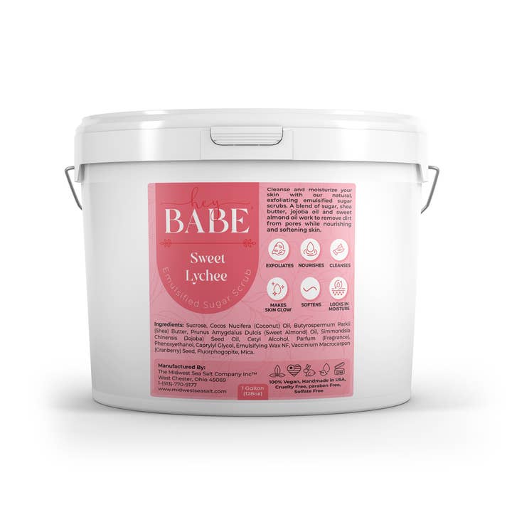 The Midwest Sea Salt Company - Wholesale Body Scrub/Exfoliant - Hey, Babe Emulsified Sugar Scrub - Sweet Lychee - 128oz