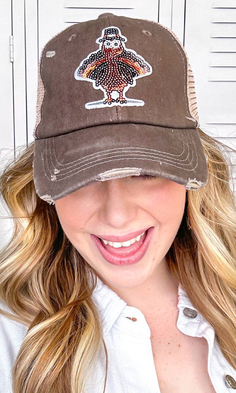 Sugar Stitch - Wholesale Trucker Hat - Women's - Turkey Sparkle Sequin Vintage Hat2