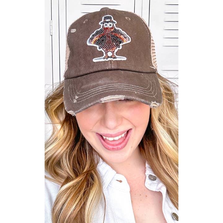 Sugar Stitch - Wholesale Trucker Hat - Women's - Turkey Sparkle Sequin Vintage Hat2