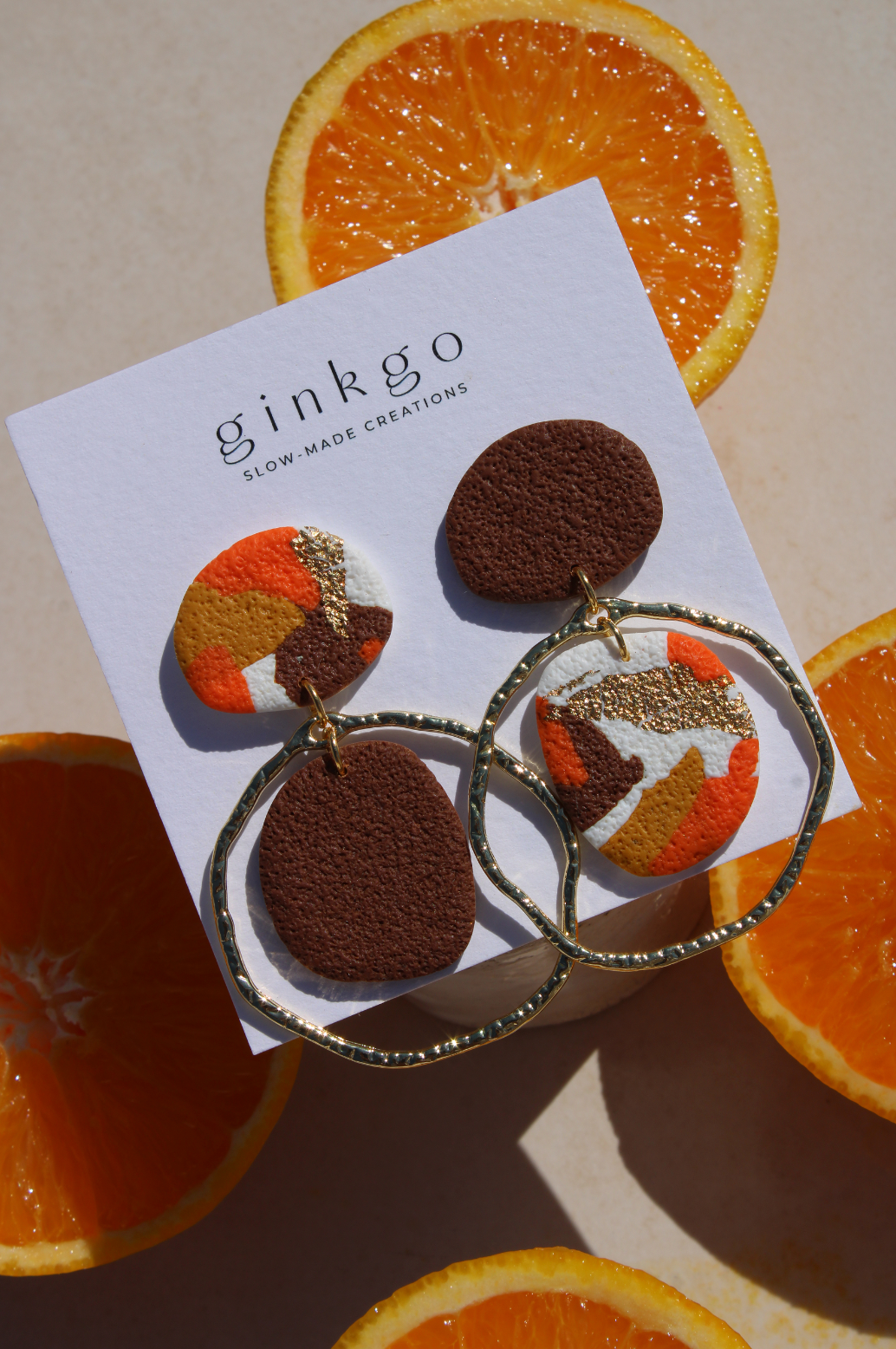 Ginkgo Creations - Wholesale Dangle Earrings - Ginkgo - Big Orange0