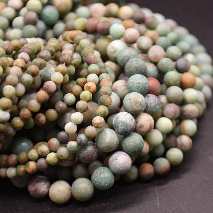 Grade A Australian Bloodstone Frosted Gemstone Beads for wholesale by Oriental Direct Craft Supplies