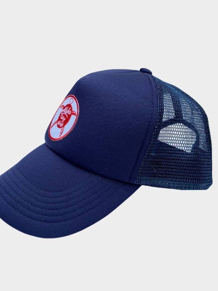 Casquette Filet Trucker Aloha Tortue - bleu marine + écusson pour la vente par ALOHA WAY OF LIFE