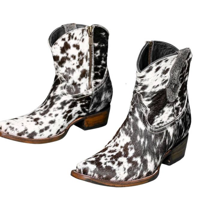 The Loretta Cowhide Boots - Black & White - Snip Toe for wholesale by Stiefeld