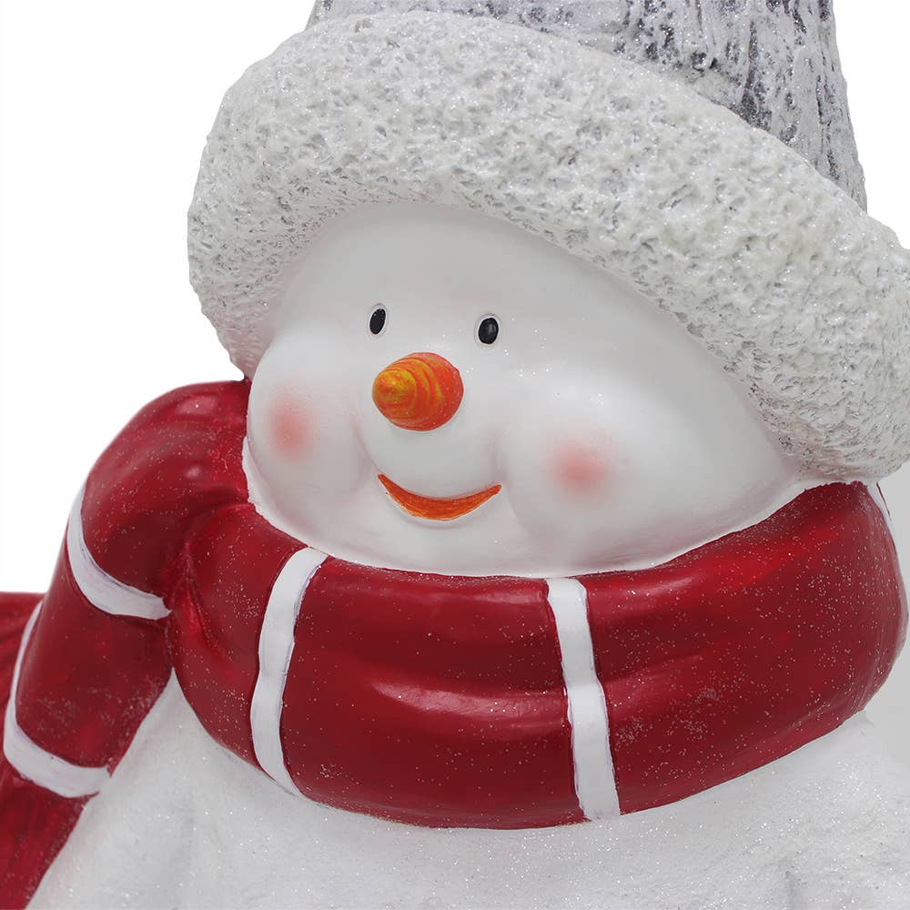 Abble - Vente Décoration de Noël - Abble Sculpture de Bonhomme de Neige de Noël Pré-Éclairée en Résine4