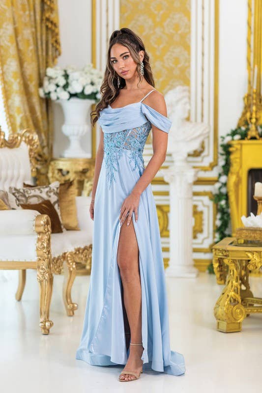 Dancing Queen Dress - Wholesale Gown - Women's - Off-Shoulder Prom Dress with Beaded Bodice4