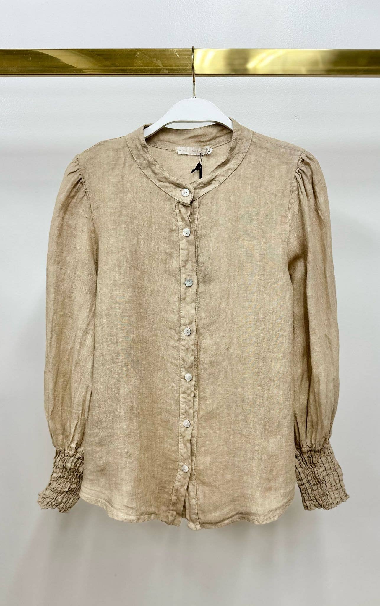 MILIO MILANO - Wholesale Button Down Shirt - Women's - STAND COLLAR LINEN BUTTON DOWN SHIRT (14361/155055)6