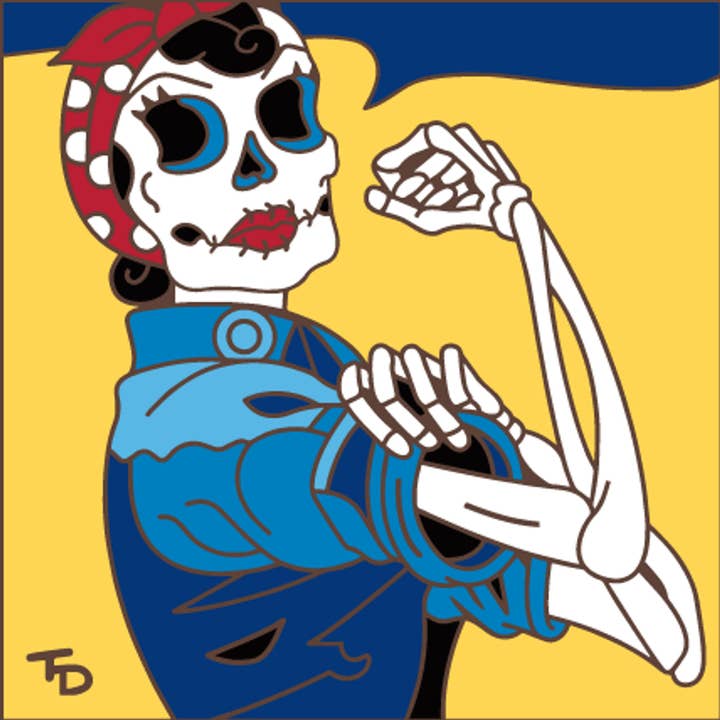 Day of the Dead Rosie the Riveter Tile (8695A) for wholesale by Earthtones Tile