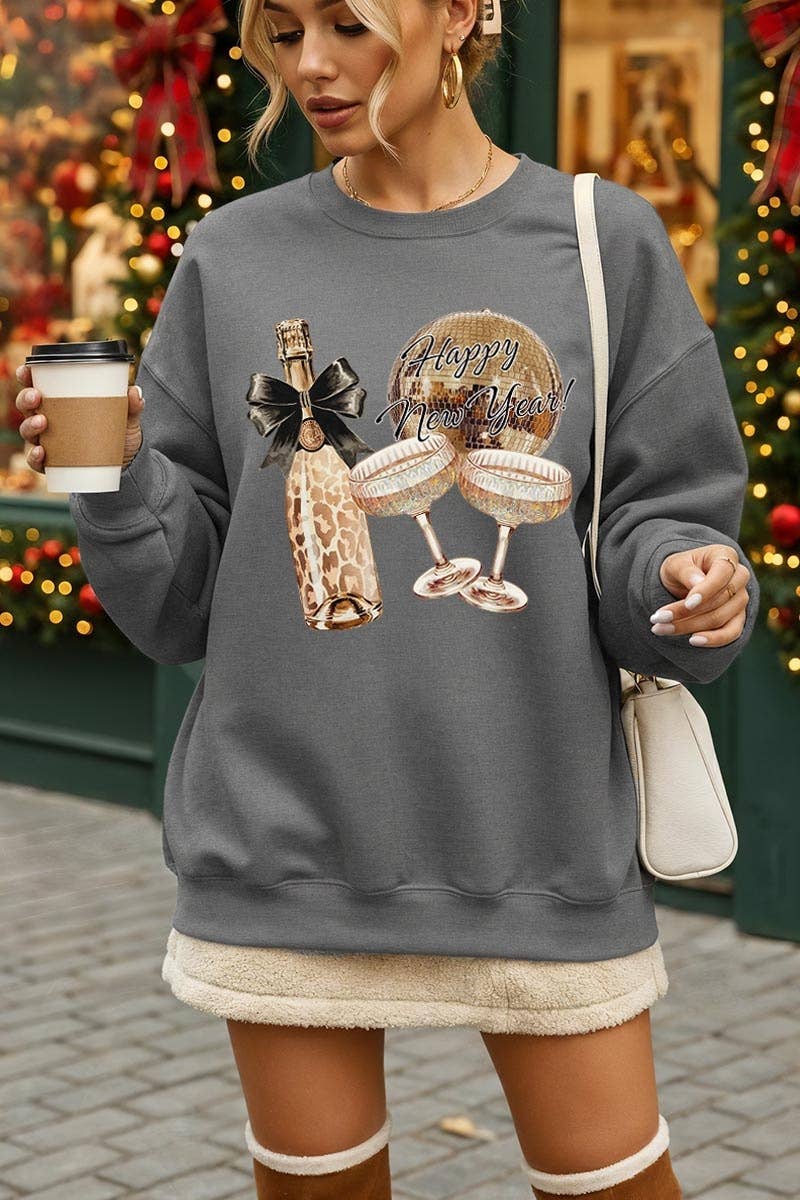 Pink Irene Wholesale - Wholesale Shirt - Women's - Cheers Champagne Graphic Sweatshirt4
