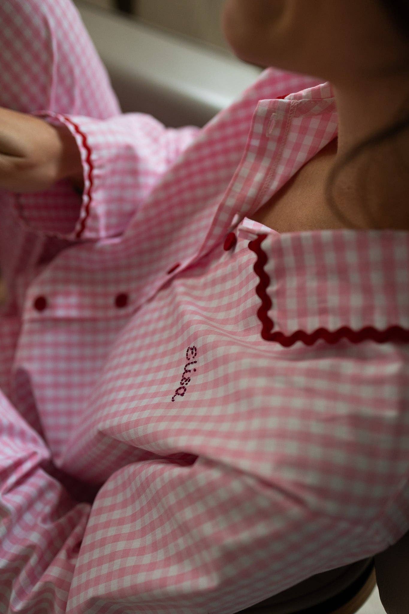 Noa de Cajou - Wholesale Sleepwear Set - Women's - Vichy Pink Pajamas - Woman7