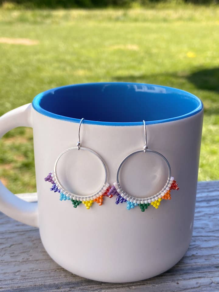 Rainbow Beaded Hoop Earrings for wholesale by DlpDesigned