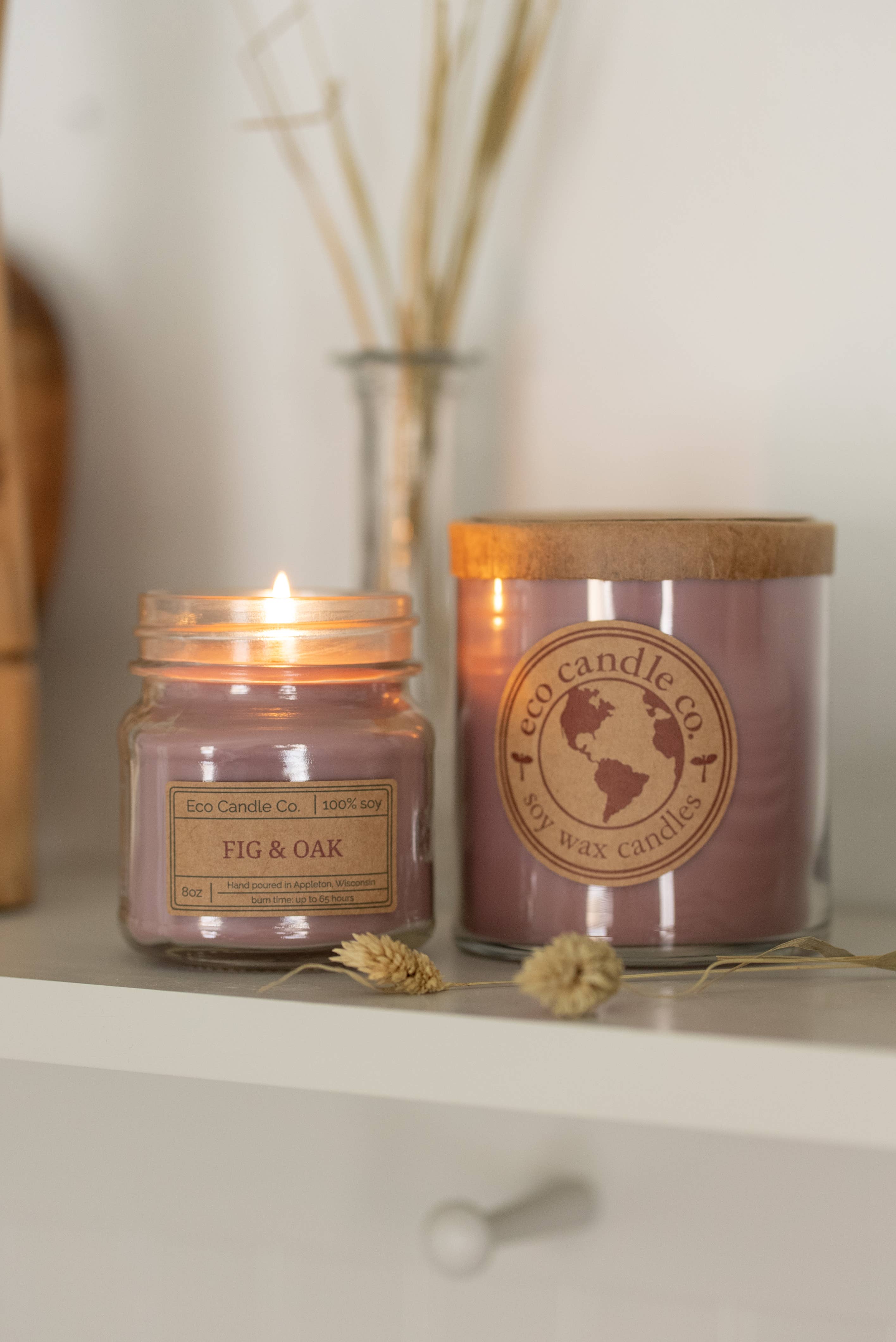 Eco Candle Company – Vela em jarro/copo por atacado – pedreiro 8 oz FIG & OAK3