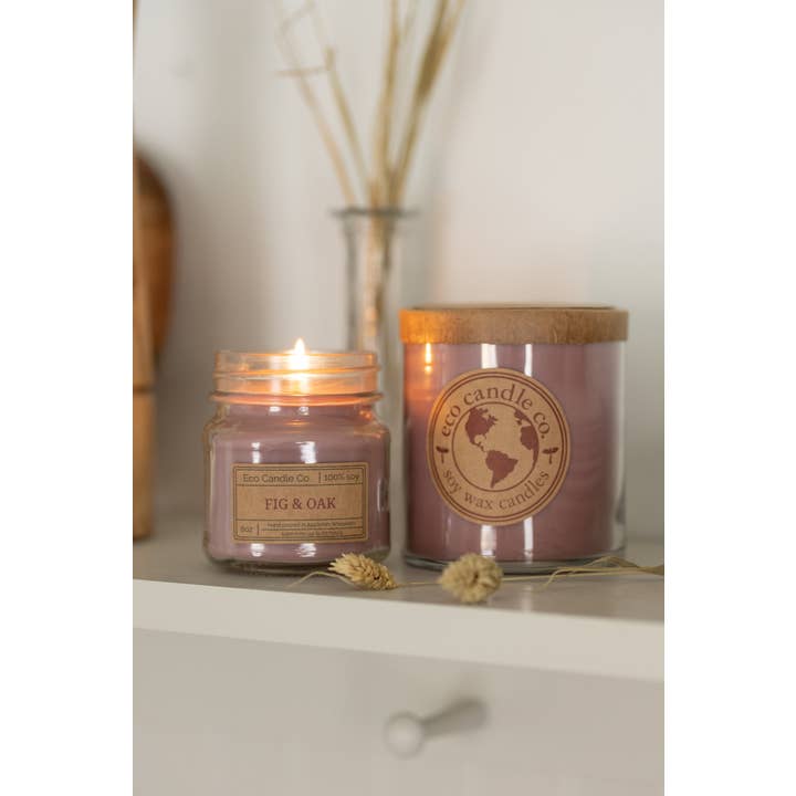 Eco Candle Company - Wholesale Jar/filled candle - 8oz mason FIG & OAK3