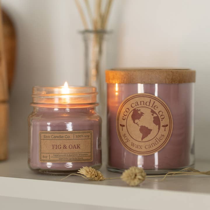 Eco Candle Company - Wholesale Jar/Filled Candle - 8oz mason FIG & OAK3