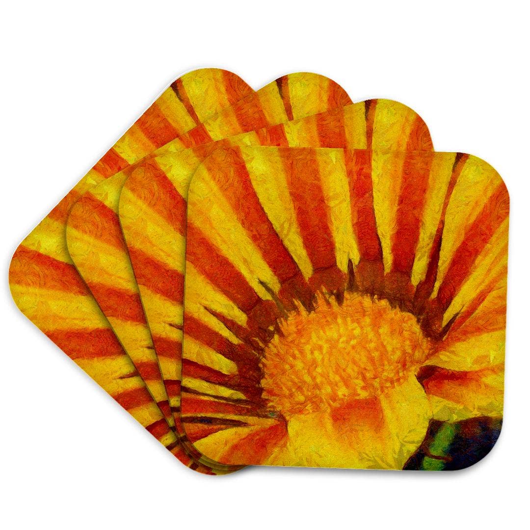 3dRose - Vente Sous-verre - 3dRose, Peinture acrylique de gazania rouge et jaune, dessous de verre7