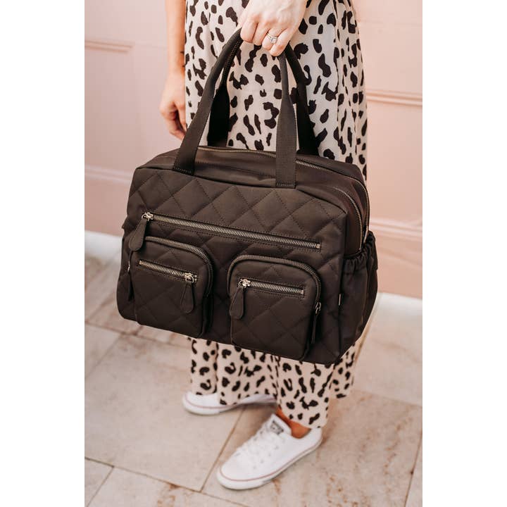 OiOi - Wholesale Diaper Bag - Baby - Carry All Nappy Bag - Black Diamond Quilt