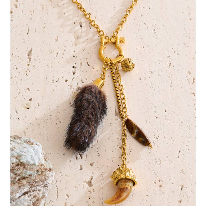 Boho Long Vintage Charm Necklace for wholesale by Misgraceful