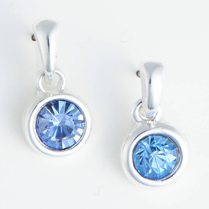 Ear Sense Silver Blue Crystal Drop Earrings for wholesale by Howard's