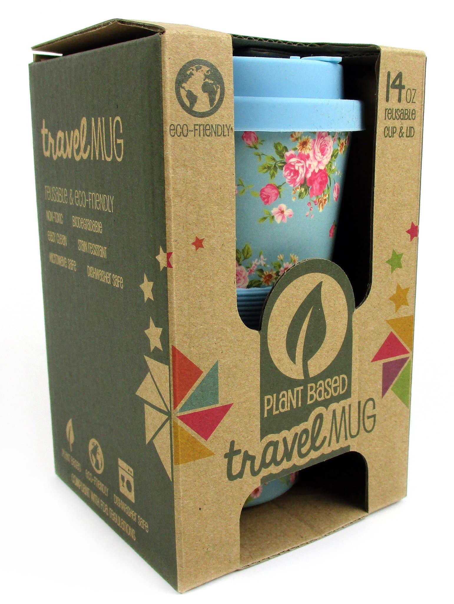 Tiny Mills - Wholesale Insulated Mug/Tumbler - Eco-Friendly Reusable Mug with Blue Floral Design3