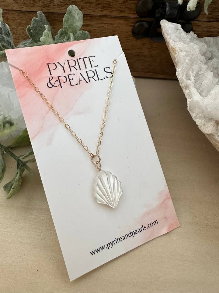 Mother of Pearl Shell Necklace for wholesale by Pyrite and Pearls