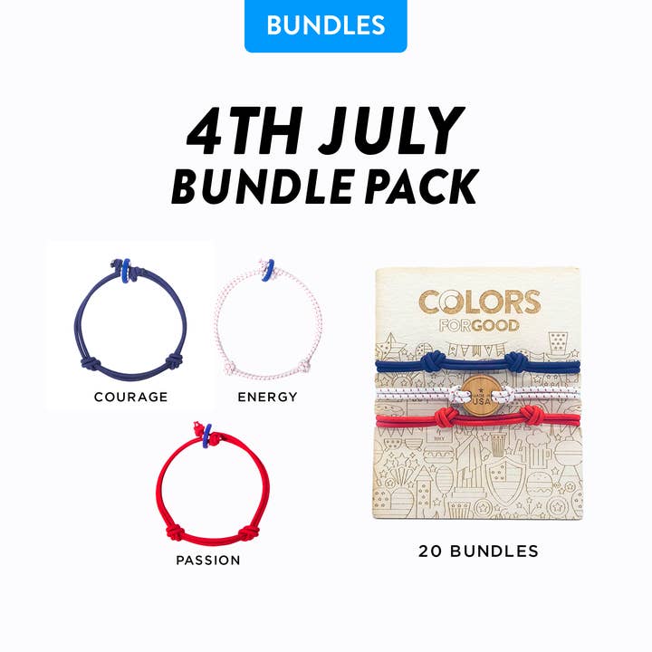 4 LUGLIO - BRACCIALETTI INDEPENDENCE TRIO (CONFEZIONE) per la vendita all'ingrosso da parte di COLORS For GOOD