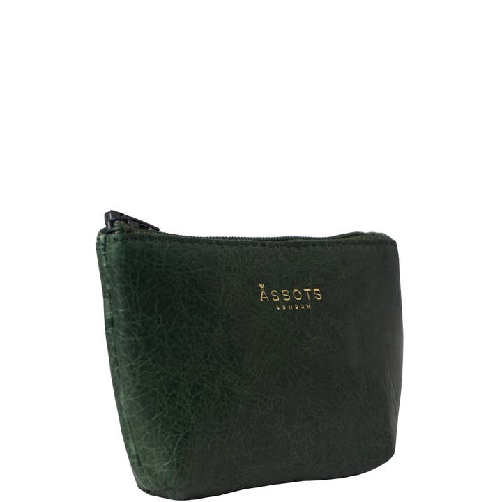 Assots London – wholesale Coin purse – Women’s – 'Diana' Tree Top Green Full Grain Leather Zip Top Coin Purse1