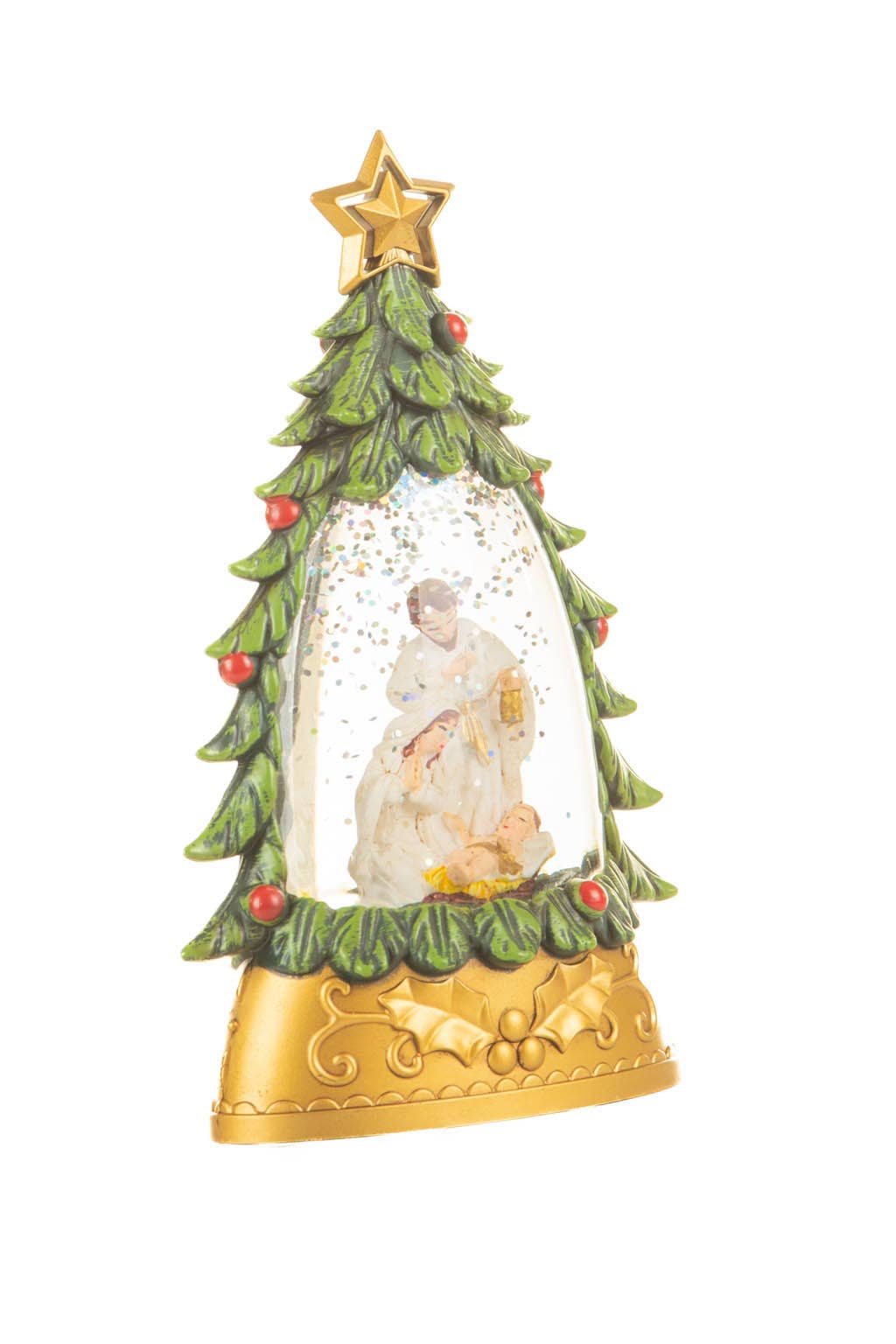 Starlight Collection - Wholesale Decorative Tabletop Object - Mini Green/Gold LED Nativity Snow Globe1