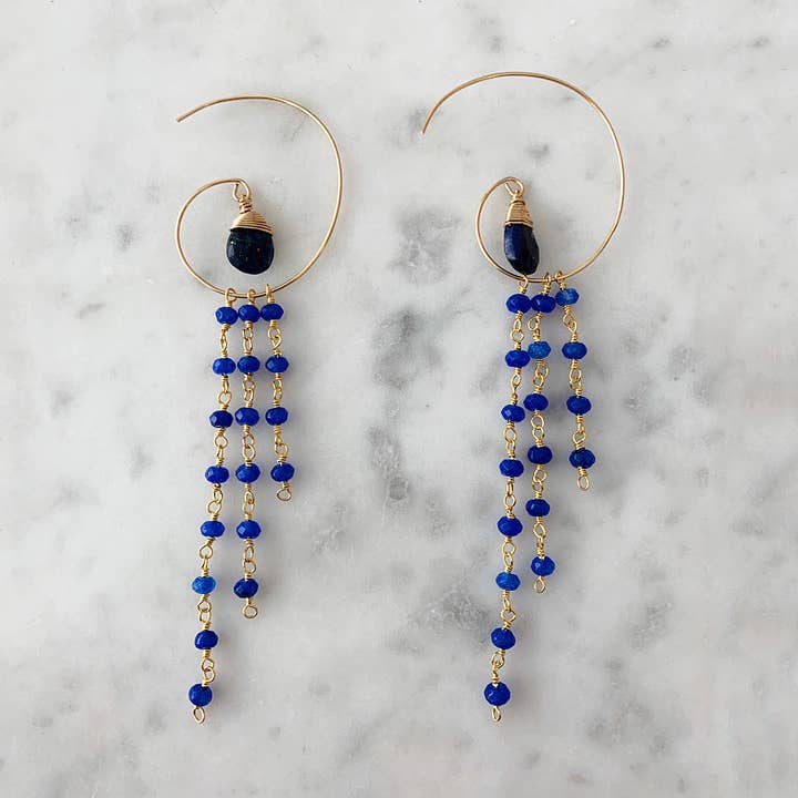 A Blonde and Her Bag - Wholesale Hangende/ronde oorbellen - Jessica Hoop oorbel in saffier0