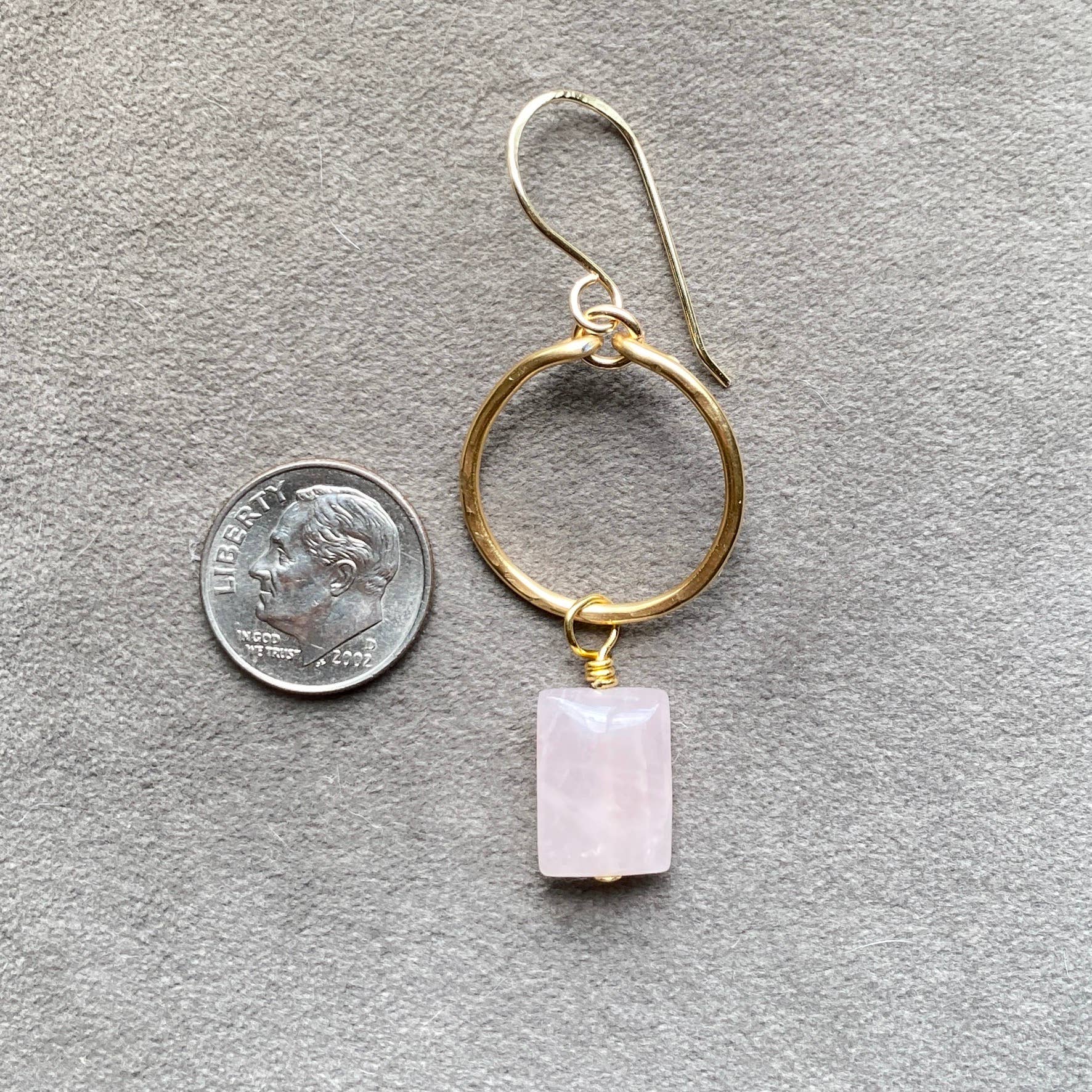 Marble Designs Jewelry - Wholesale Dangle Earrings - Gold Hoop Earrings Hammered Rose Quartz rectangle Drop7