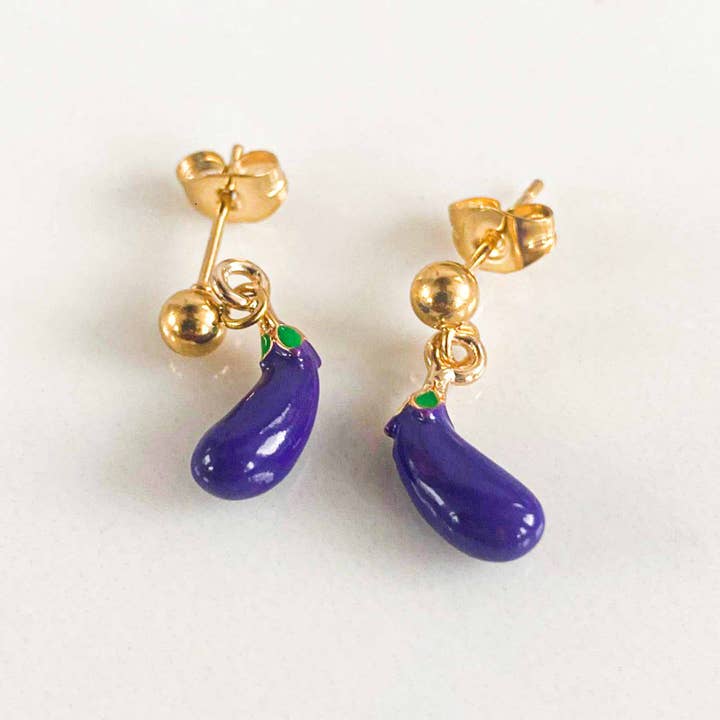 Jackpot Eggplant Earrings for wholesale by LITCHI