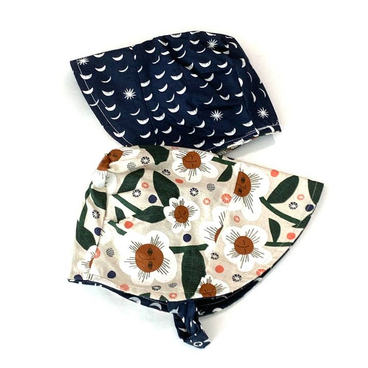 Bonnet in Organic Night gardener for wholesale by Urban Baby Bonnets
