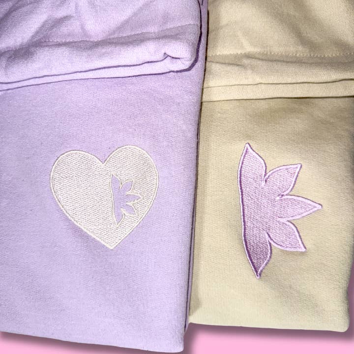 Naupaka Couples Hoodie (Lavender Heart) for wholesale by Highness Hawai'i