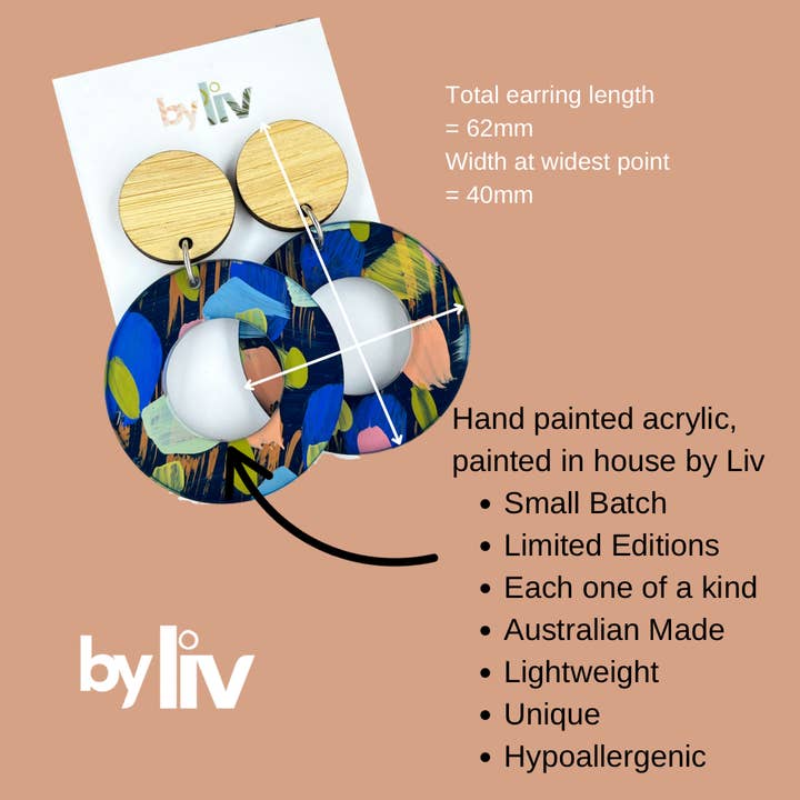 By Liv - Wholesale Dangle earrings - Bold Brights Hoops – Limited Edition Hand Painted Acrylic Dangle Earrings3