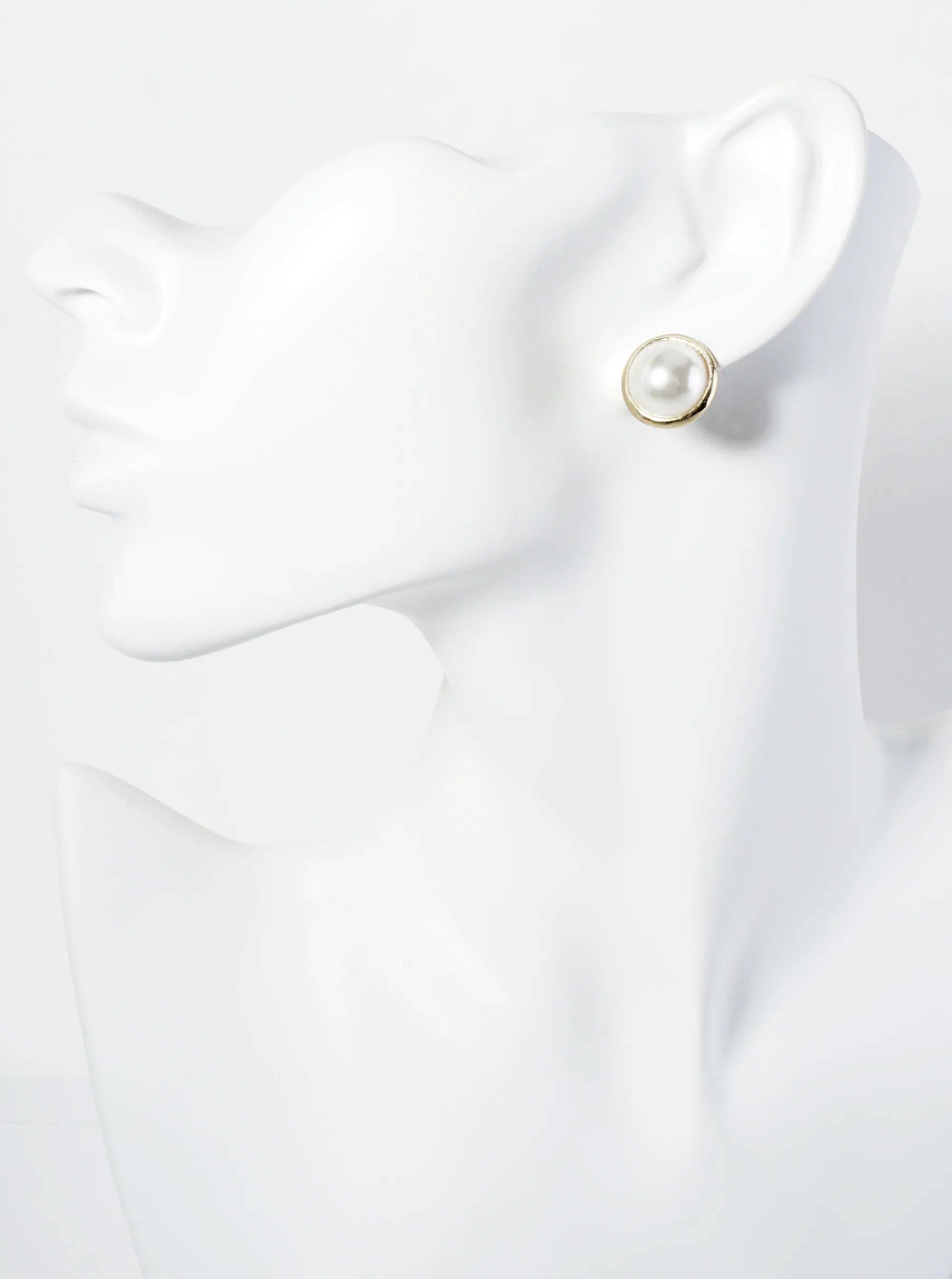 Wild Honey - Wholesale Stud/Post Earrings - 15Mm Pearl Button Stud Earrings2
