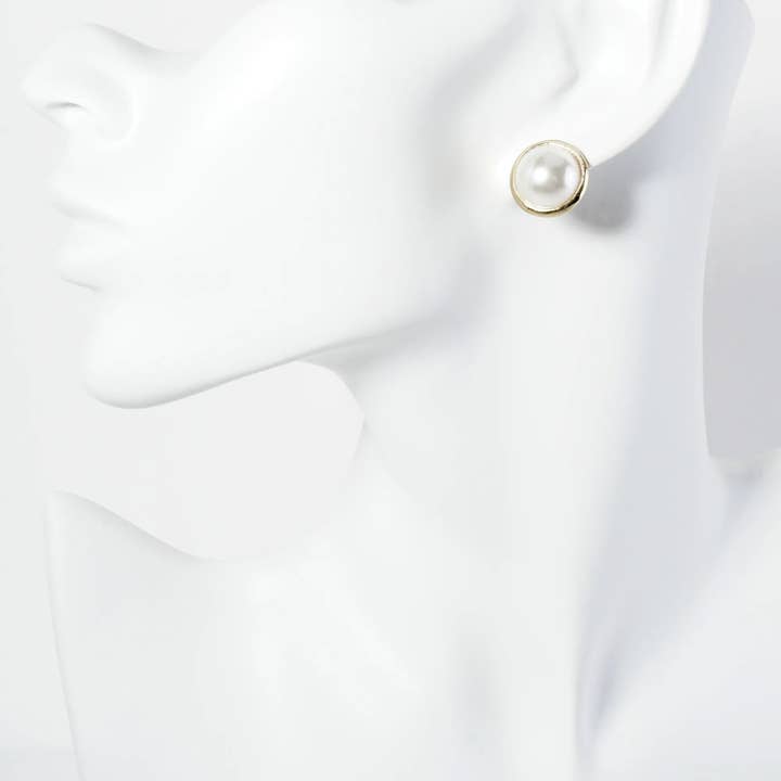 Wild Honey - Wholesale Stud/Post Earrings - 15Mm Pearl Button Stud Earrings2