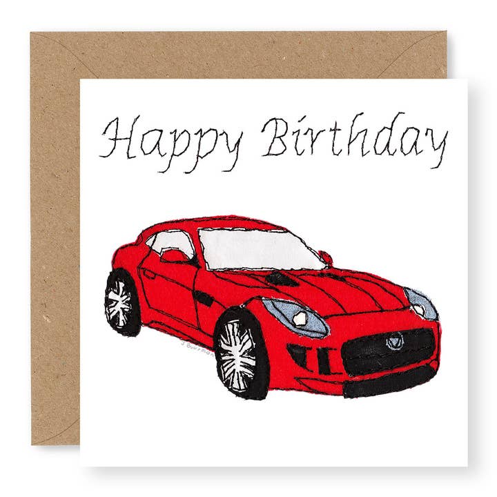 Voiture de sport rouge pour la vente par Jane Buurman Handmade (Greetings Cards)