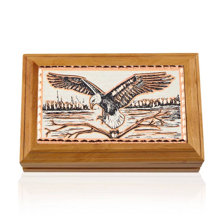 Boîte en bois RB 46 Pygargue à tête blanche pour la vente par COPPER ARTS INC.