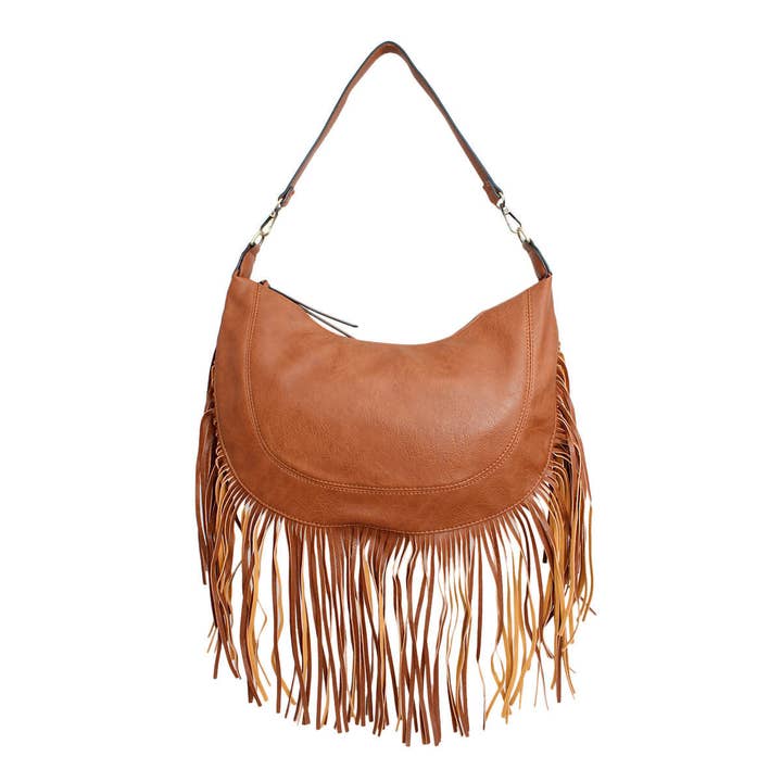 Purse Brown Round Fringe Hobo Bag for Women for wholesale on Faire1
