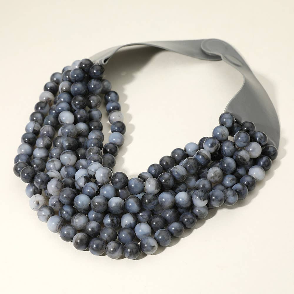 Sensibling Corp. – Colar com missangas/pérolas por atacado – Colar Magnético de Camadas com Contas Acrílicas Grossas e Pele Sintética35