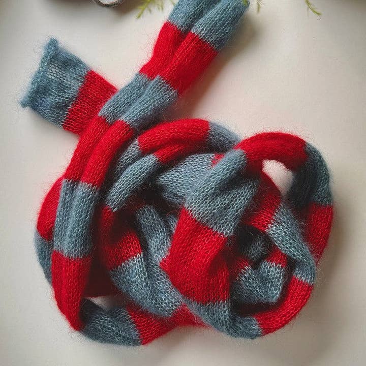 alberalkirk - Wholesale Scarf - Women's - Mohair Blend Long Loop Scarf Striped Pattern M5A0825