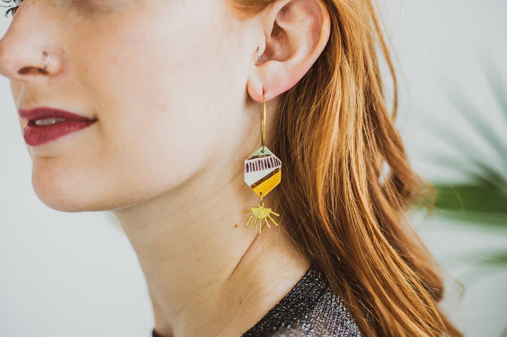 Crown & Heart - Vendita all'ingrosso Orecchini pendenti - Orecchini a Cerchio Sunburst4