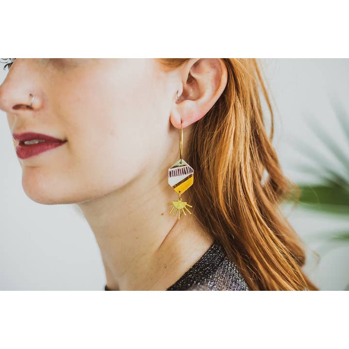 Crown & Heart - Wholesale Dangle Earrings - Sunburst Hoop Earrings3