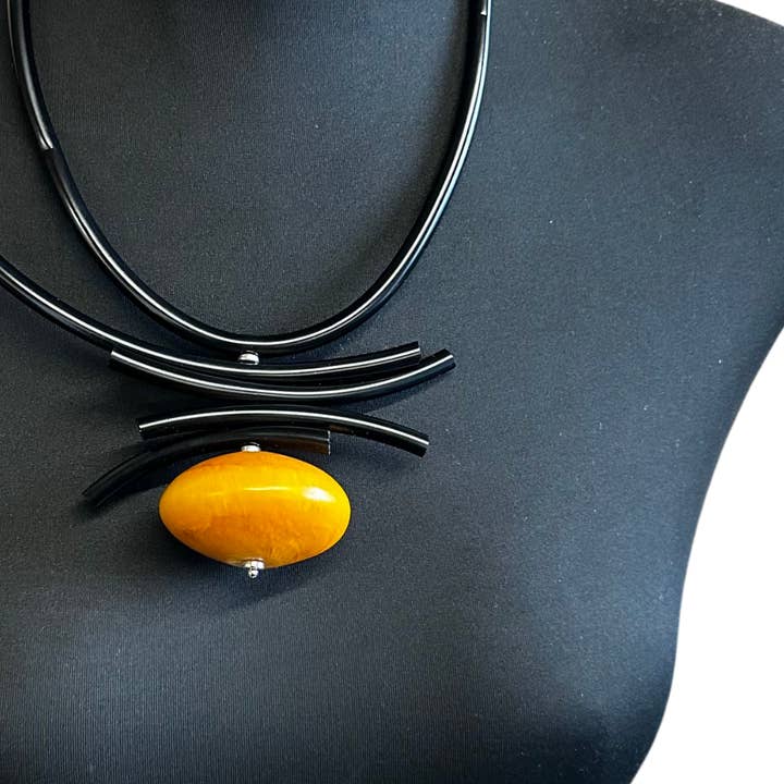 Amber (Copal) Bead Neckpiece for wholesale by TAKARA Designs