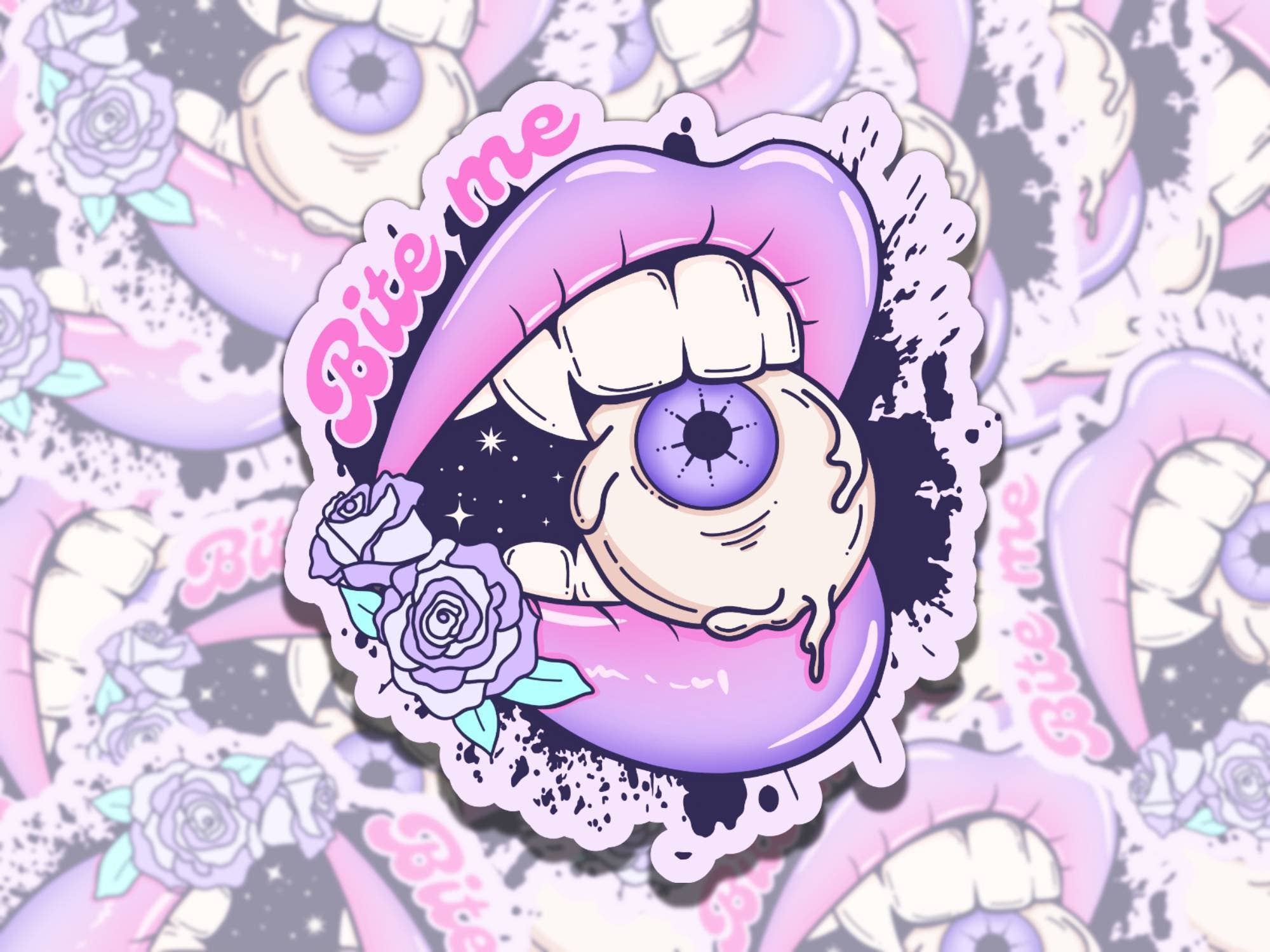 Sticky Sadness Designs - Wholesale Sticker - Bite Me Vampire Fangs Waterproof Vinyl Sticker0