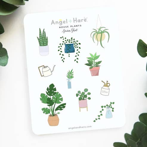 Clear House Plants Sticker Sheet for wholesale by Angel + Hare
