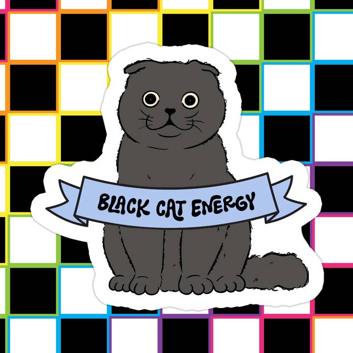 Funny Cat Cats Black Cat Waterproof Vinyl Sticker for wholesale by Stickers+ X Ashley Bexar