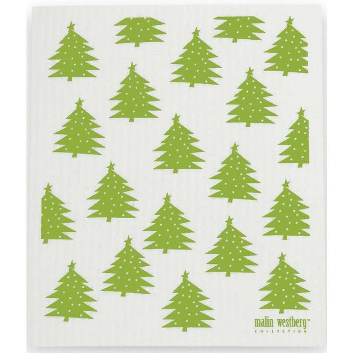 Trendy Tripper - Wholesale Dishcloth - Swedish Dishcloth - CHRISTMAS FOREST TREES: GREEN