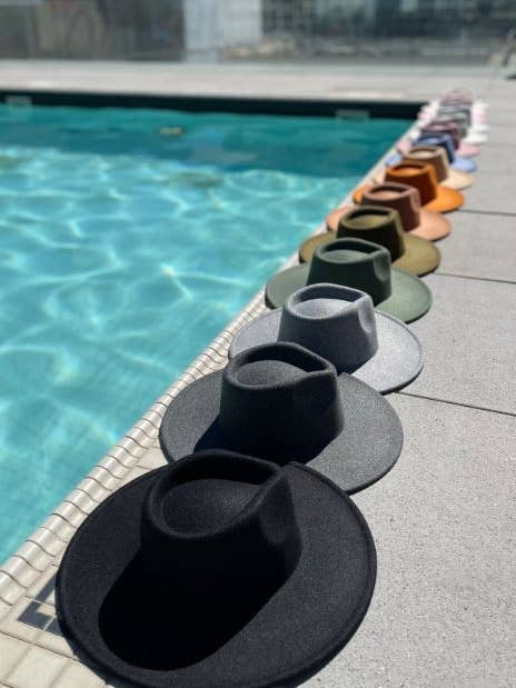 ALL COLOR RESTOCK , Vegan Felt wide Brim Rancher Hat for wholesale by Love and Thyme