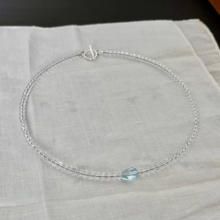 Sky Blue Topaz & Quartz Necklace – Mermaid Theme Jewelry with Argentium Silver Toggle for wholesale by LoveGem Studio LLC