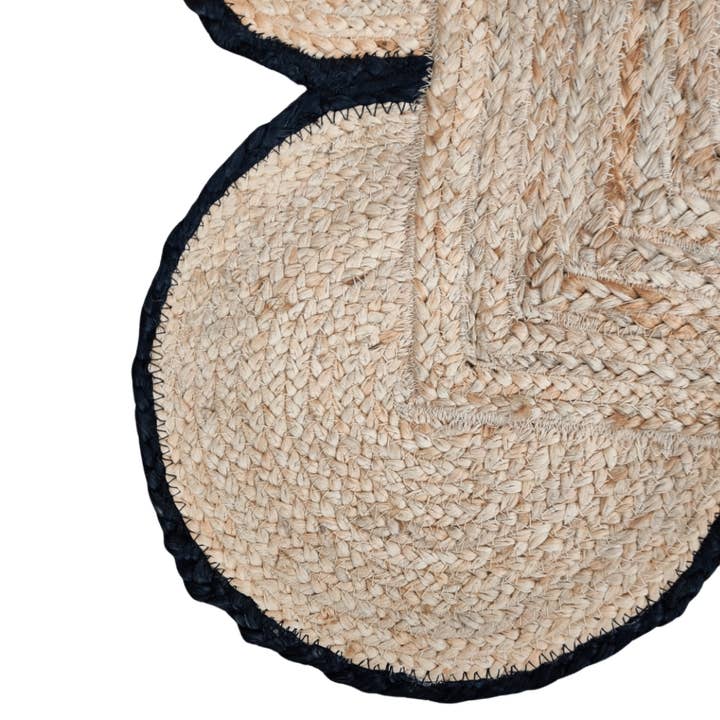 Maia Homes - Wholesale Area Rug - Handmade Black Trim Scalloped Jute Rug
